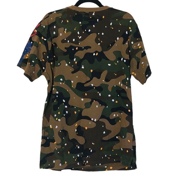 FWRD DENIM Camo Print Splatter Paint Patch AWOL T-Shirt Sz 2XL Runs Small NWOT - Picture 4 of 11